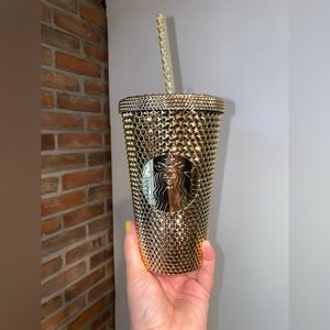NWT Starbucks 16oz Gold Studded Tumbler Cup Holiday 2022